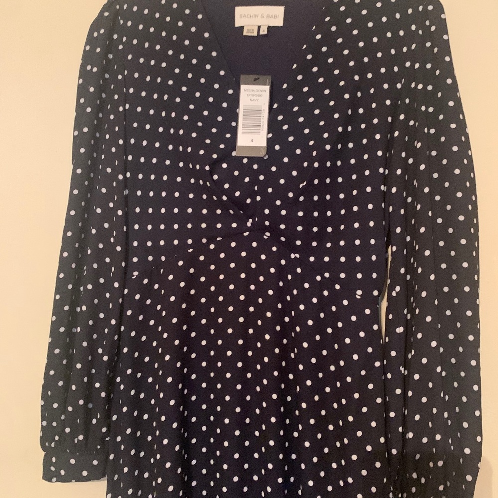 Sachin and Babi floor length polka dot gown